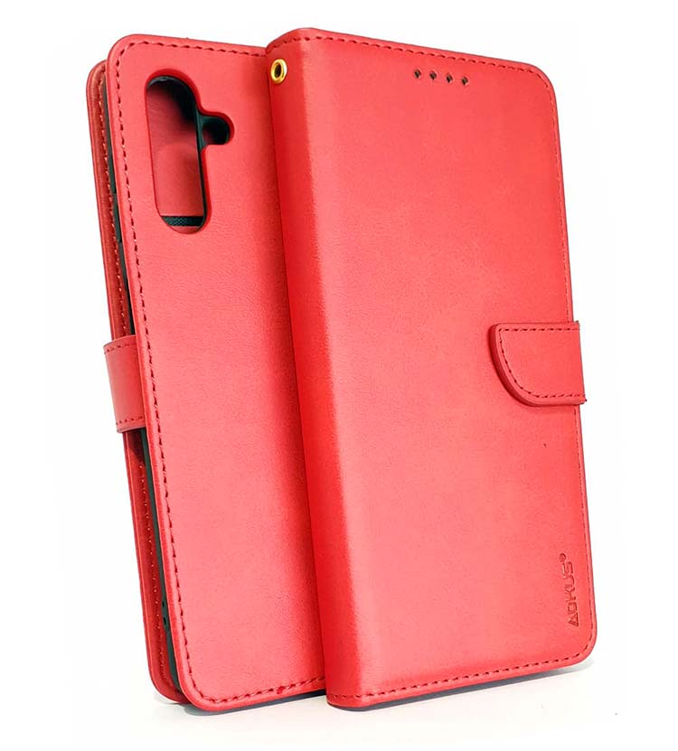 Samsung A04s phone case wallet cover flip anti drop anti slip shockproof red