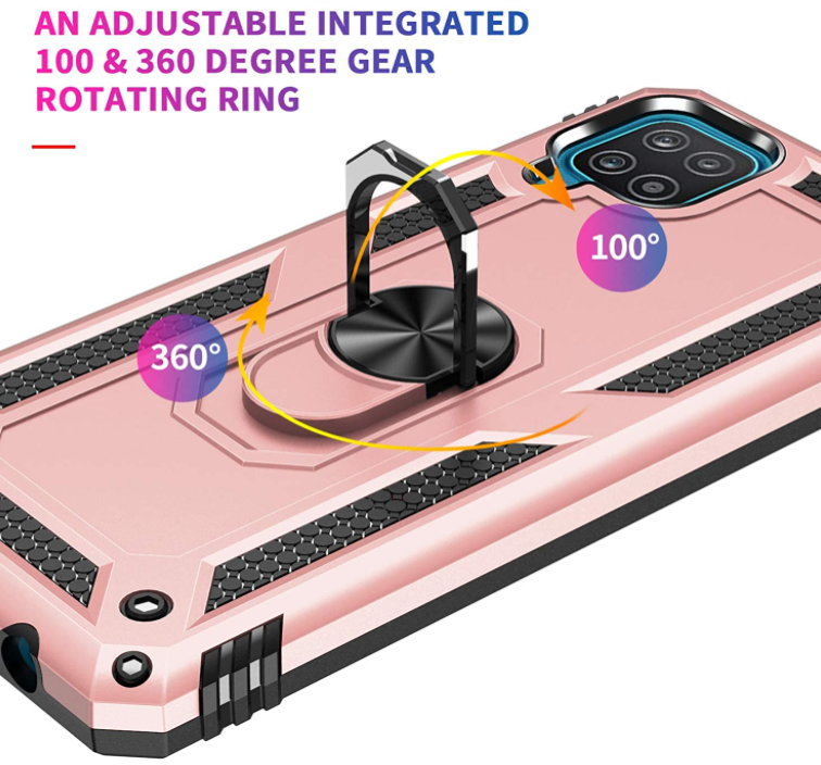 Samsung A12 phone case rose gold ring armor anti drop shockproof rugged protective