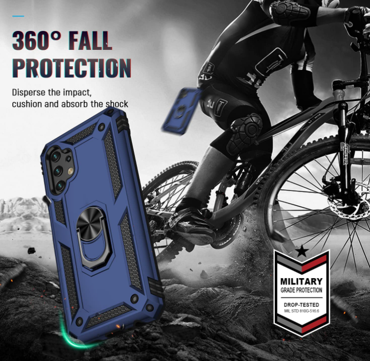 Samsung A13 4G 5G phone case blue ring armor anti drop shockproof rugged protective