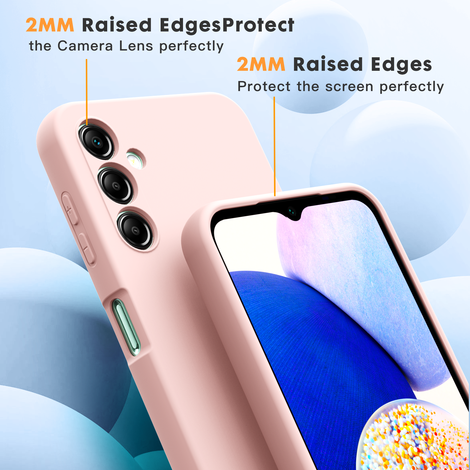 Samsung A14 4G 5G phone case Soft Flexible Rubber Protective Cover pink liquid silicone