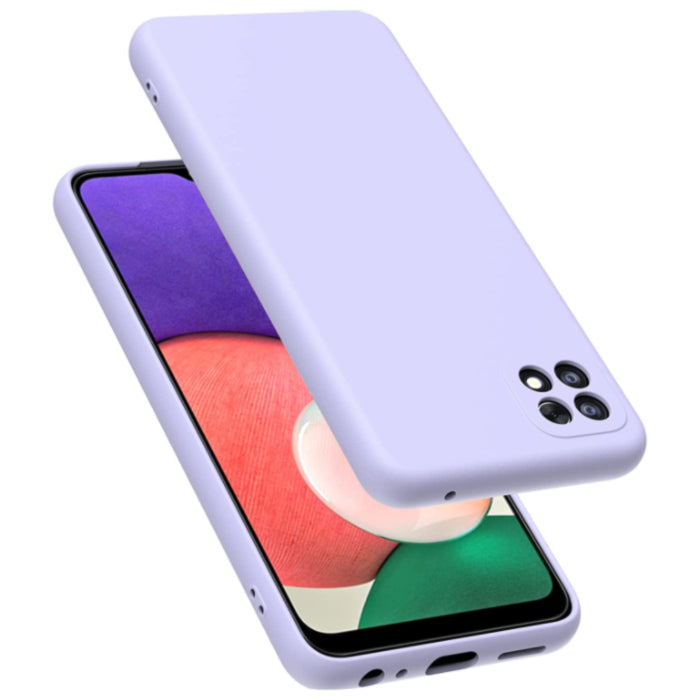 Samsung A22 5G phone case light blue Soft Flexible Rubber Protective Cover liquid silicone