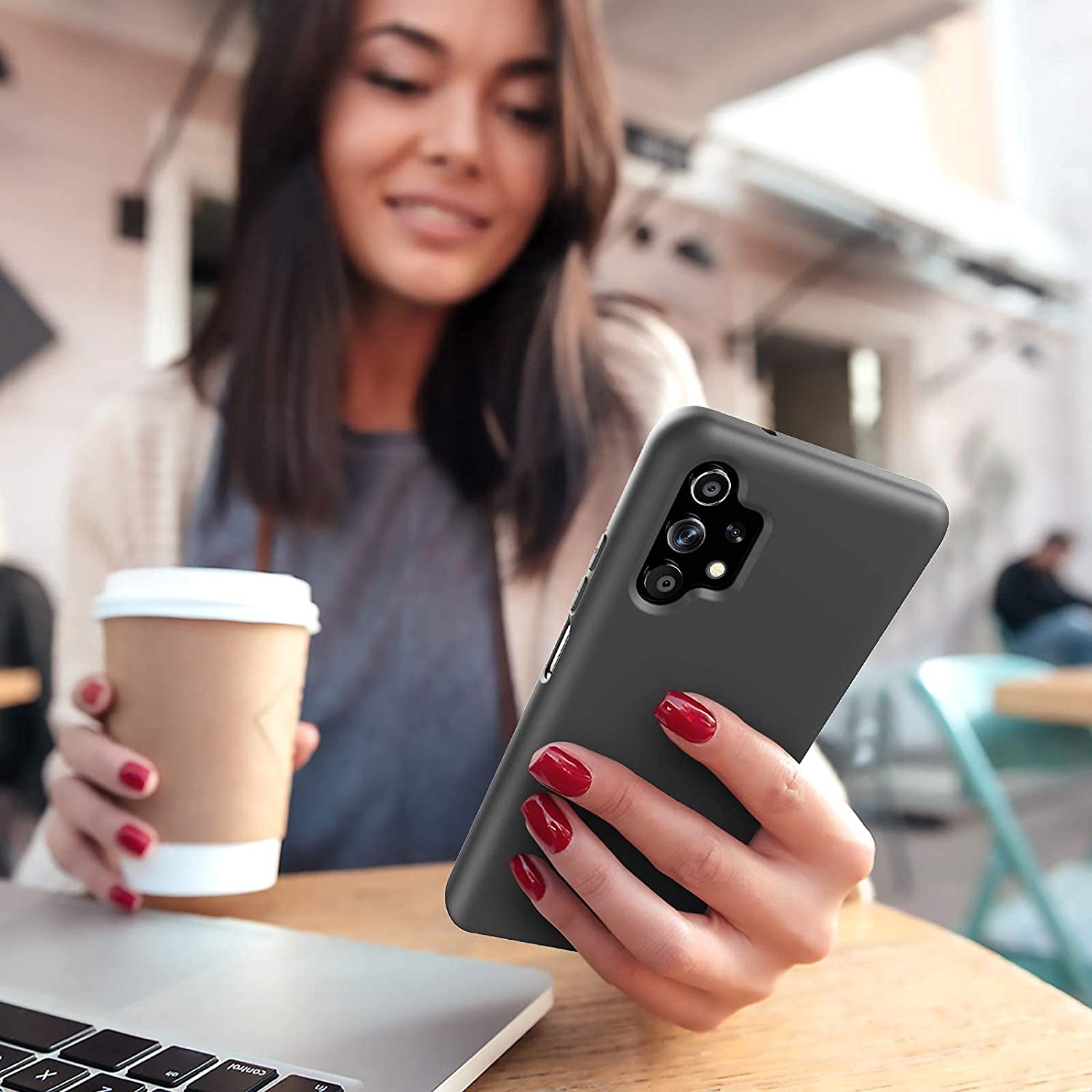 Samsung A32 5G phone case Soft Flexible Rubber Protective Cover black liquid silicone