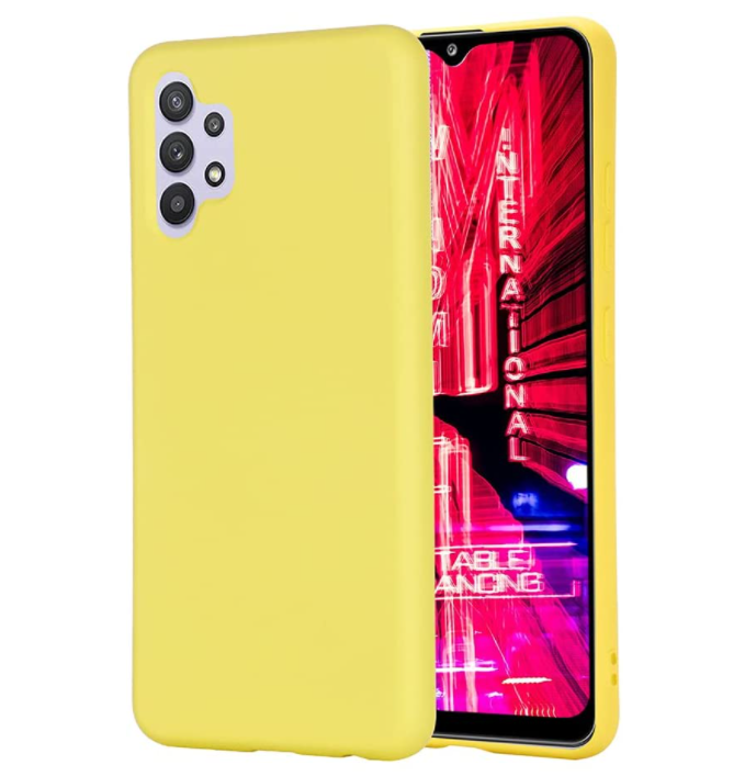 Samsung A32 5G phone case Soft Flexible Rubber Protective Cover yellow liquid silicone