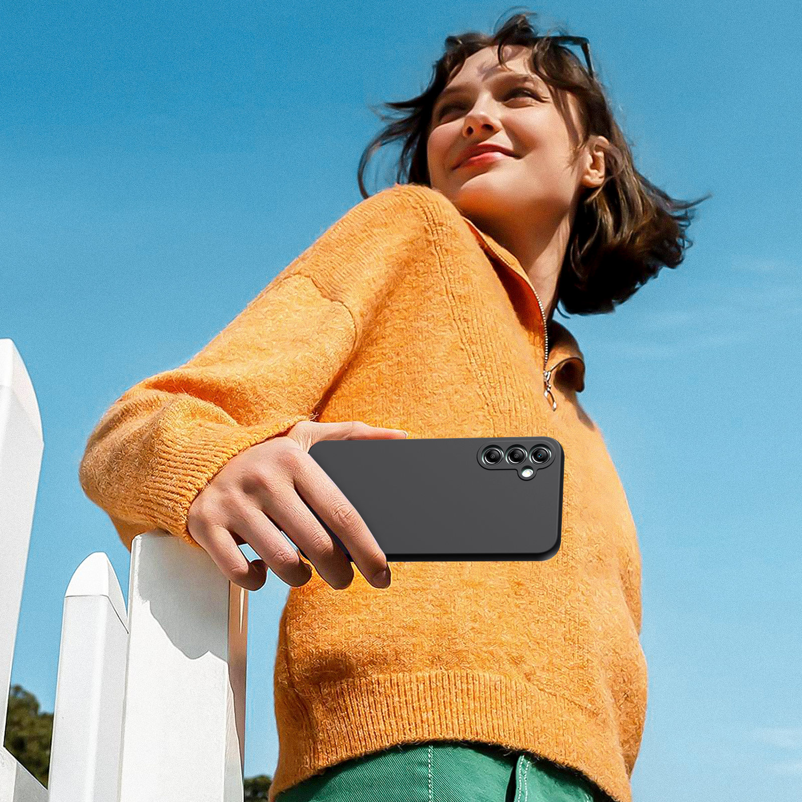 Samsung A34 5G phone case Soft Flexible Rubber Protective Cover black liquid silicone