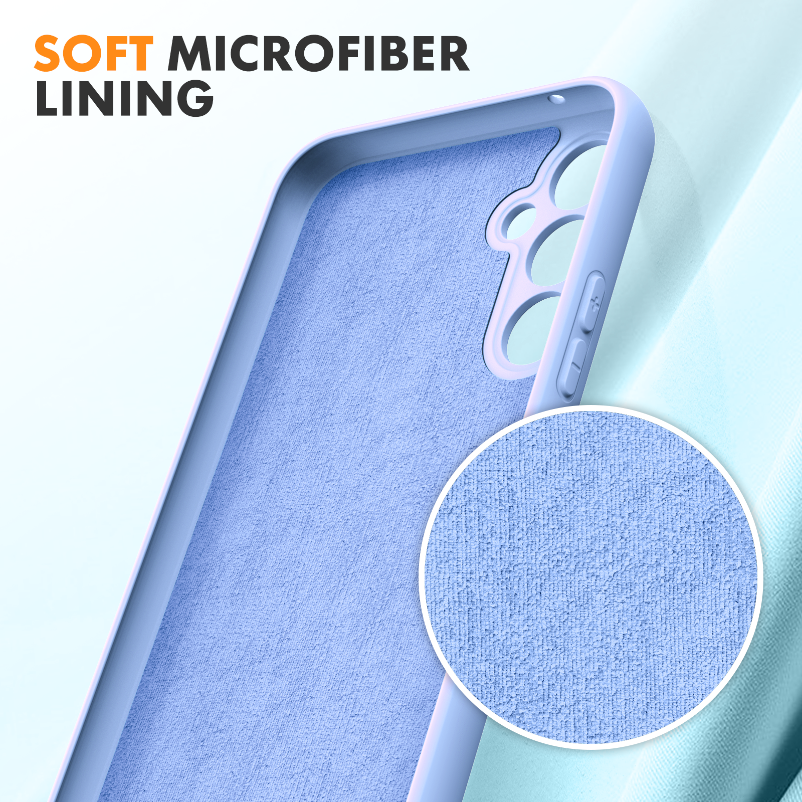 Samsung A34 5G phone case Soft Flexible Rubber Protective Cover light blue liquid silicone