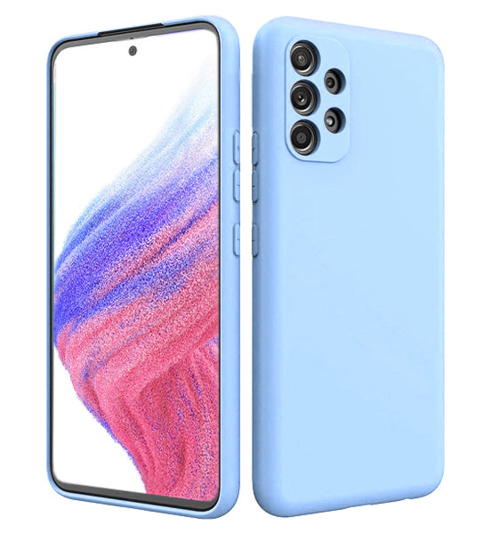 Samsung A53 5G phone case Soft Flexible Rubber Protective Cover light blue liquid silicone