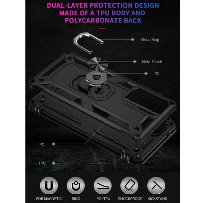 Samsung A53 5G phone case black ring armor anti drop shockproof rugged protective