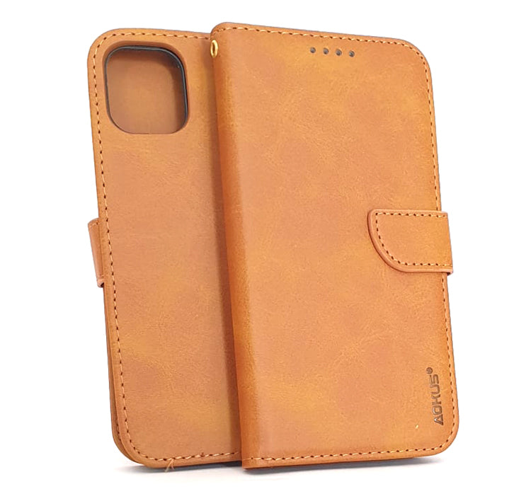 iPhone 11 phone case wallet cover flip anti drop anti slip shockproof brown