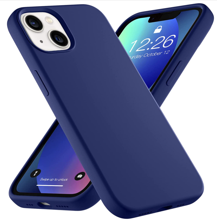 iPhone 14 Pro Max phone case Soft Flexible Rubber Protective Cover blue liquid silicone