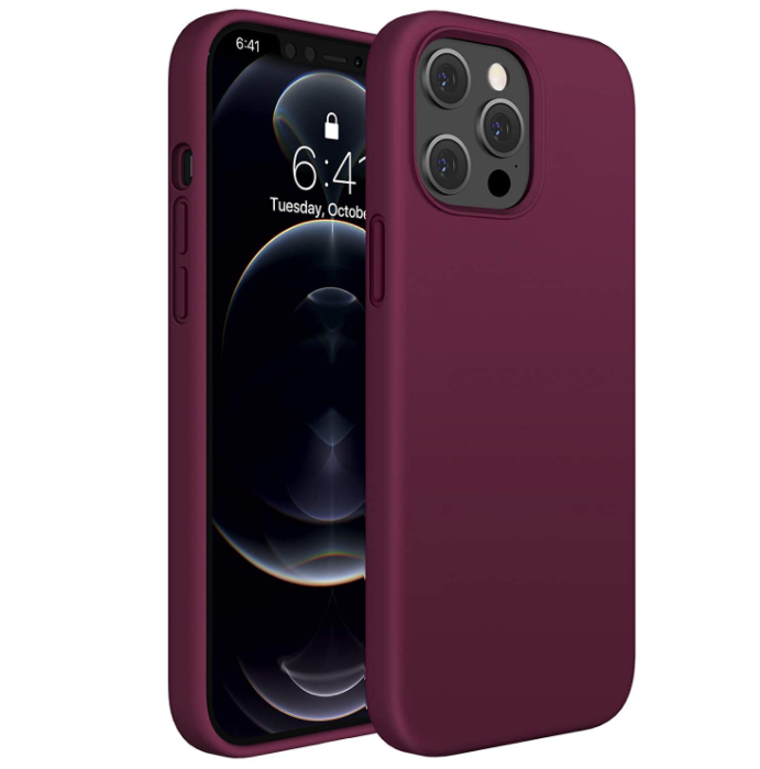 iPhone 14 Plus phone case Soft Flexible Rubber Protective Cover burgundy liquid silicone