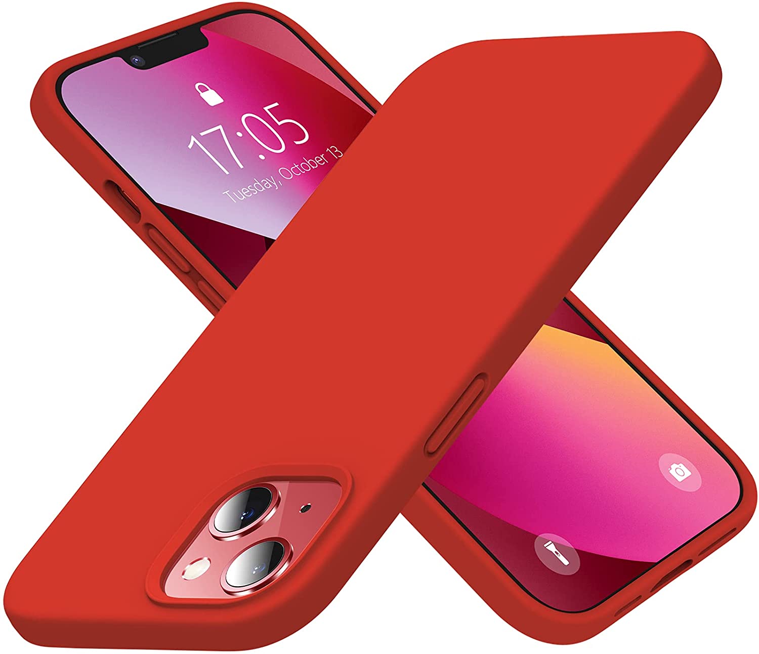 iPhone 14 Plus phone case Soft Flexible Rubber Protective Cover red liquid silicone