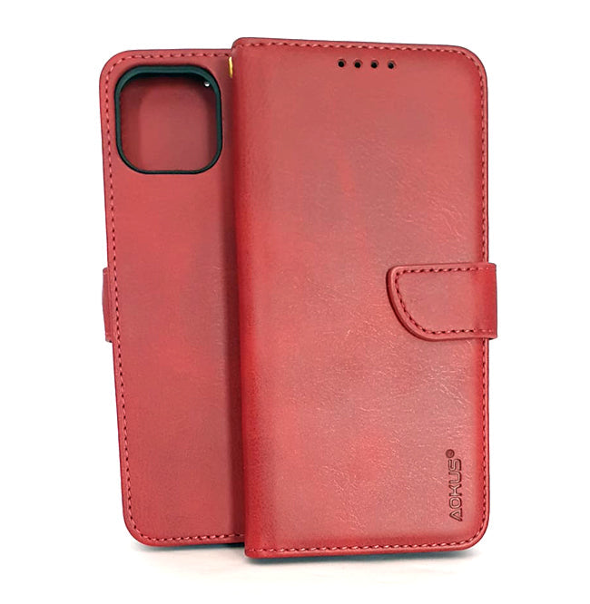 iPhone 13 phone case wallet cover flip anti drop anti slip shockproof red